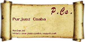 Purjusz Csaba névjegykártya